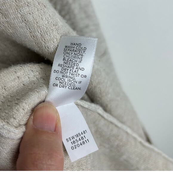 Pure Jill 100% Cotton Textured Knit Sweater Cardigan Size M Oversized Open Beige - Picture 7 of 7